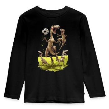 Football Dinosaure Velociraptor Raptor Dino - T-shirt manches longues Premium Enfant - noir - Devant - AI Model Kid Male (0cm)