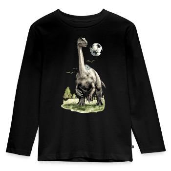 Ballon de football Brontosaurus Dino Dinosaure - T-shirt manches longues Premium Enfant - noir - Devant - AI Model Kid Male (0cm)