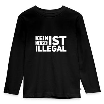 Kein Mensch ist illegal - Menschenrechte - Kinder Premium Bio Langarmshirt - Schwarz - Vorne - AI Model Kid Male (0cm)