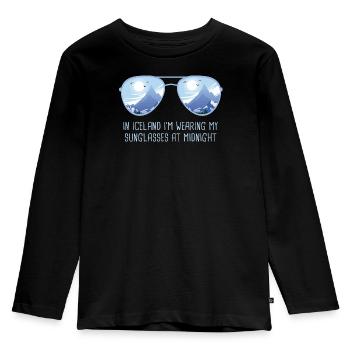 Iceland Sunglasses Iceland Midnight Sun - Kids' Premium Longsleeve Shirt - black - Front - AI Model Kid Male (0cm)