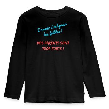 Dormir c'est pour les faibles ! - T-shirt manches longues Premium Enfant - noir - Devant - AI Model Kid Male (0cm)