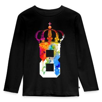 KING 8 YEAR OLD QUEEN 8TH BIRTHDAY - Kids' Premium Longsleeve Shirt - black - Front - AI Model Kid Male (0cm)