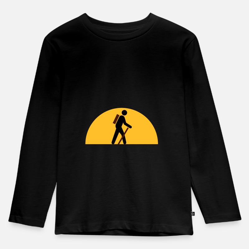 ★ Designfarben änderbar ★ Wanderer, Himmelskörper - Kinder Premium Bio Langarmshirt - Schwarz