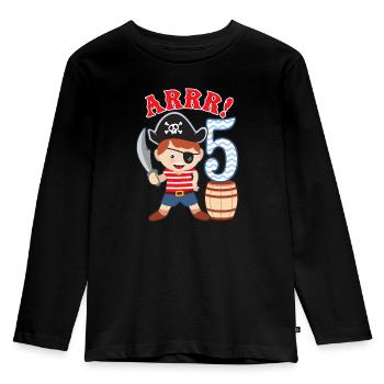 5. Geburtstag kleiner Pirat 5 Jahre alt Piraten - Kinder Premium Bio Langarmshirt - Schwarz - Vorne - AI Model Kid Male (0cm)