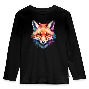 Fox Cool Canine In Colorful And Watercolor - Kids' Premium Longsleeve Shirt - black - Front - AI Model Kid Male (0cm)