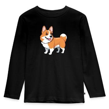 bande dessinée mignon chien corgi - T-shirt manches longues Premium Enfant - noir - Devant - AI Model Kid Male (0cm)