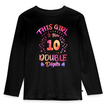 Cette fille a maintenant 10 ans - 10th Birthday Girl - T-shirt manches longues Premium Enfant - noir - Devant - AI Model Kid Male (0cm)