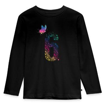Butterfly - I'm finally 6 - Kids' Premium Longsleeve Shirt - black - Front - AI Model Kid Male (0cm)
