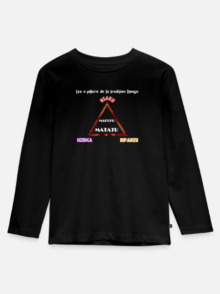 Makuku Matatu - Tradition Kongo - Kinder Premium Bio Langarmshirt - Schwarz