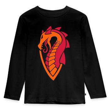 Drache (Wappen) 02 - Kinder Premium Bio Langarmshirt - Schwarz - Vorne - AI Model Kid Male (0cm)
