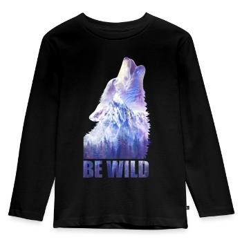 Le loup soit sauvage - T-shirt manches longues Premium Enfant - noir - Devant - AI Model Kid Male (0cm)