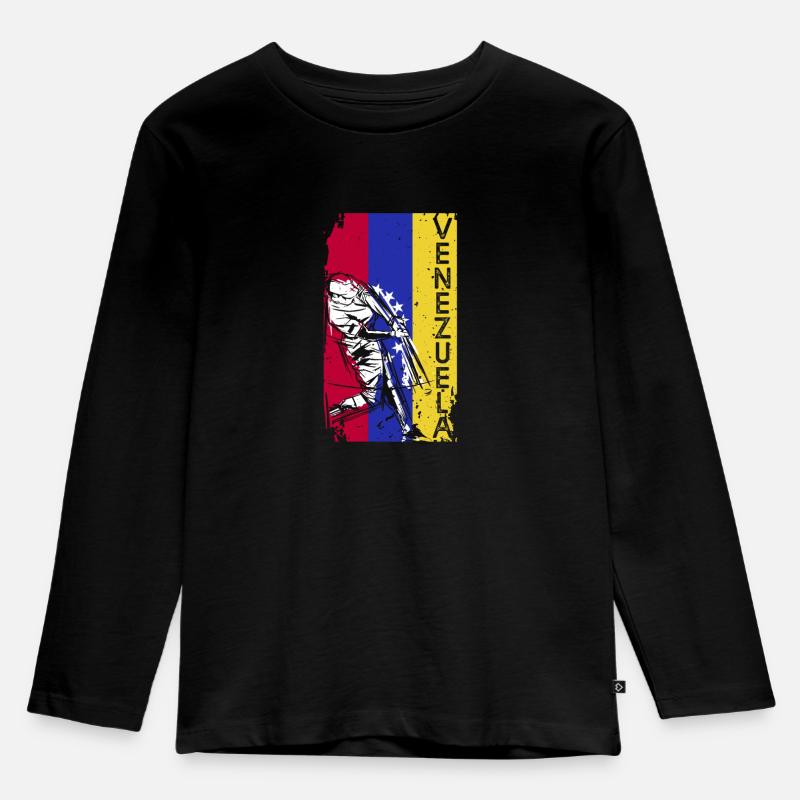 Venezuela Baseball - Kinder Premium Bio Langarmshirt - Schwarz