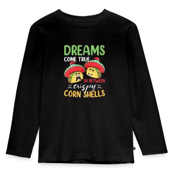Taco Dienstag Geschek Mexikanisches Essen - Kinder Premium Bio Langarmshirt - Schwarz - Vorne - AI Model Kid Male (0cm)