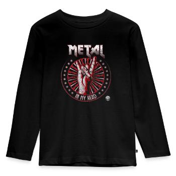Metal In My Head - Kinder Premium Bio Langarmshirt - Schwarz - Vorne - AI Model Kid Male (0cm)