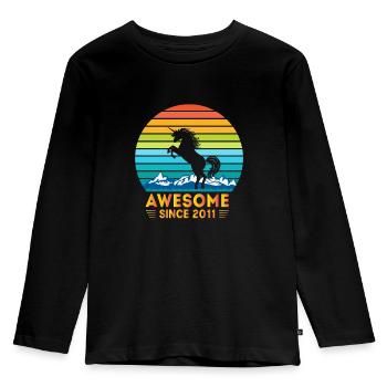 11th Birthday Girl, 11 Year Old Girl Gift - Kinder Premium Bio Langarmshirt - Schwarz - Vorne - AI Model Kid Male (0cm)