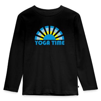 sunny yoga time logo - Kids' Premium Longsleeve Shirt - black - Front - AI Model Kid Male (0cm)