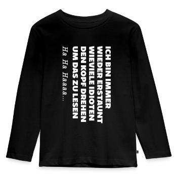 Kopf drehen lesen verarschen lustig spruch gag - Kinder Premium Bio Langarmshirt - Schwarz - Vorne - AI Model Kid Male (0cm)