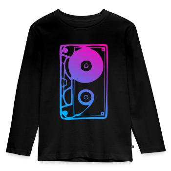 Musik-Kassette Farbverlauf 80er 90er Jahre Retro - Kinder Premium Bio Langarmshirt - Schwarz - Vorne - AI Model Kid Male (0cm)