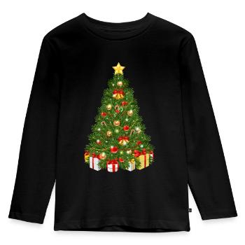Weihnachtsbaum - Kinder Premium Bio Langarmshirt - Schwarz - Vorne - AI Model Kid Male (0cm)