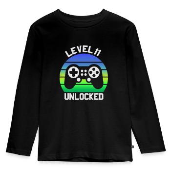 Level 11 Entsperrt, 11. Geburtstag Junge, 11 Jahre alt - Kinder Premium Bio Langarmshirt - Schwarz - Vorne - AI Model Kid Male (0cm)