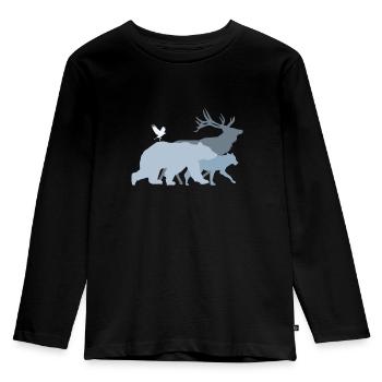 Waldtiere Grau - Kinder Premium Bio Langarmshirt - Schwarz - Vorne - AI Model Kid Male (0cm)