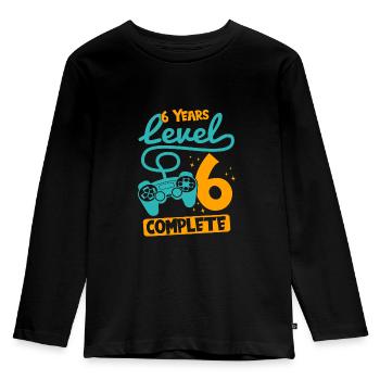 6th Birthday Level 6 Complete 6 Years Gift - Kids' Premium Longsleeve Shirt - black - Front - AI Model Kid Male (0cm)