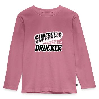 Superheld, clever getarnt als Drucker - Kinder Premium Bio Langarmshirt - Mauve - Vorne - AI Model Kid Female (0cm)