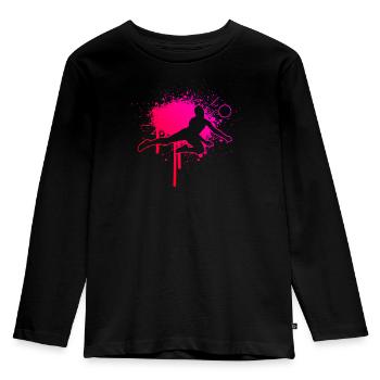Joueuse de volley-ball joueuse de volley-ball féminin - T-shirt manches longues Premium Enfant - noir - Devant - AI Model Kid Male (0cm)
