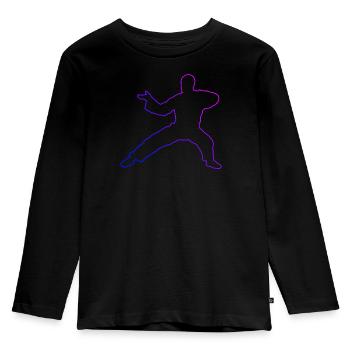Kungfu Kung Fu Arts Martiaux Hommes Wushu Femmes - T-shirt manches longues Premium Enfant - noir - Devant - AI Model Kid Male (0cm)