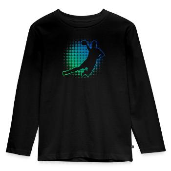 Herren Handballspielen Handballer Handballspieler - Kinder Premium Bio Langarmshirt - Schwarz - Vorne - AI Model Kid Male (0cm)