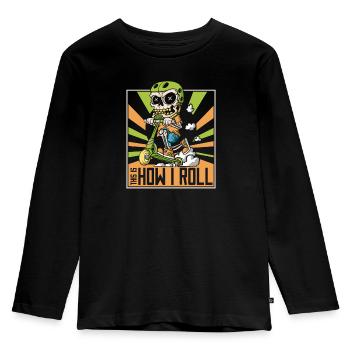 Stunt Scooter Scooter Skater Skating - Kids' Premium Longsleeve Shirt - black - Front - AI Model Kid Male (0cm)