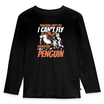 Pinguin Pinguine Tier - Kinder Premium Bio Langarmshirt - Schwarz - Vorne - AI Model Kid Male (0cm)