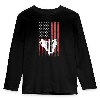 Lineman Electric Cable Power Pole Électricien - T-shirt manches longues Premium Enfant - noir - Devant - AI Model Kid Male (0cm)