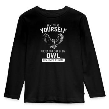 Eule Vogel Tier Eulen - Kinder Premium Bio Langarmshirt - Schwarz - Vorne - AI Model Kid Male (0cm)