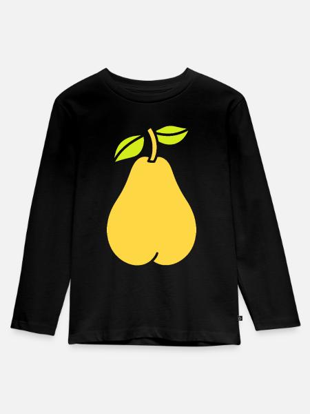 Birne - Kinder Premium Bio Langarmshirt - Schwarz