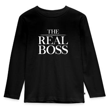 The Real Boss Vater Vatertag Geschenk - Kinder Premium Bio Langarmshirt - Schwarz - Vorne - AI Model Kid Male (0cm)