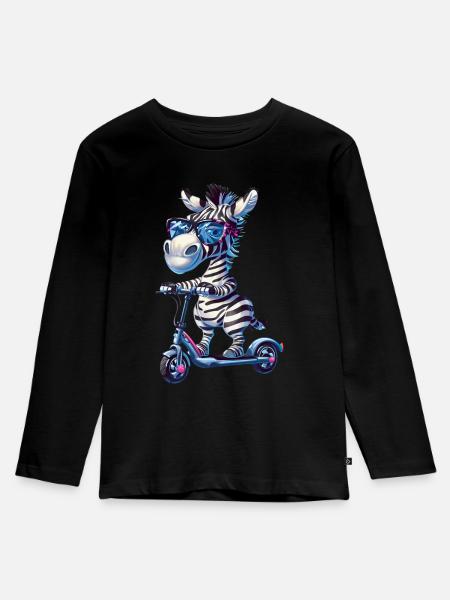 Zebra Roller - Kinder Premium Bio Langarmshirt - Schwarz