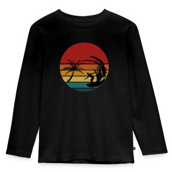 Palmier à surfer - T-shirt manches longues Premium Enfant - noir - Devant - AI Model Kid Male (0cm)