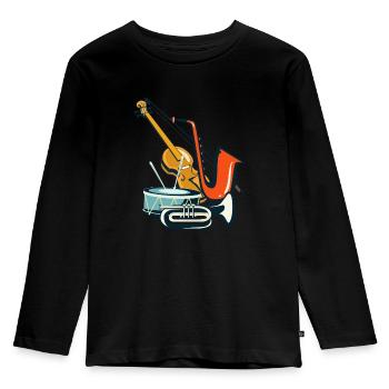 Violine Geschenk Musik Saxophon Trompete Trommel - Kinder Premium Bio Langarmshirt - Schwarz - Vorne - AI Model Kid Male (0cm)