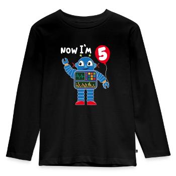 Robot 5ème anniversaire - T-shirt manches longues Premium Enfant - noir - Devant - AI Model Kid Male (0cm)
