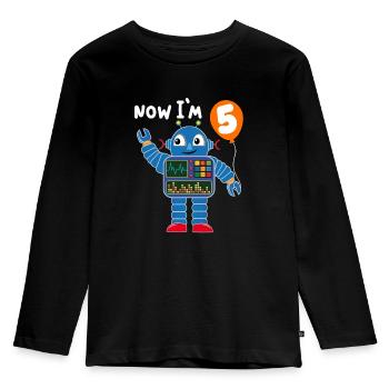 Robot 5e anniversaire - T-shirt manches longues Premium Enfant - noir - Devant - AI Model Kid Male (0cm)