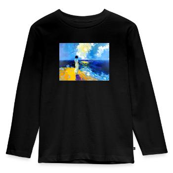 Mom on the beach - Kids' Premium Longsleeve Shirt - black - Front - AI Model Kid Male (0cm)