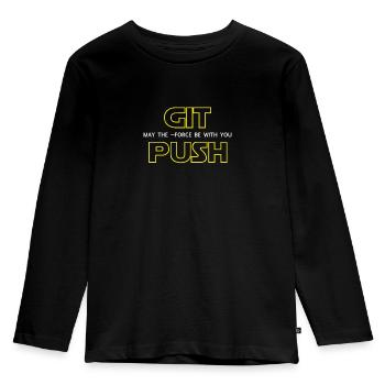 Git Push Nerd Developer Programmierer Entwickler - Kinder Premium Bio Langarmshirt - Schwarz - Vorne - AI Model Kid Male (0cm)