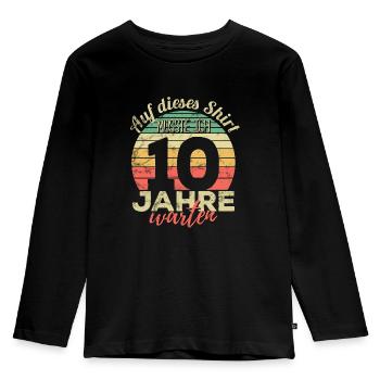 Auf dieses Shirt musste ich 10 Jahre warten - Kinder Premium Bio Langarmshirt - Schwarz - Vorne - AI Model Kid Male (0cm)