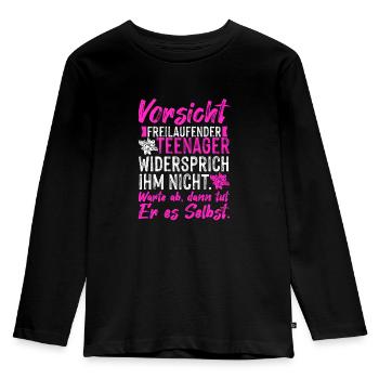 Freilaufender Teenager Pubertät Halbstark Kinder - Kinder Premium Bio Langarmshirt - Schwarz - Vorne - AI Model Kid Male (0cm)