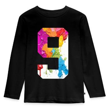 NUMÉRO COLORÉ 9 COLORÉ 9E ANNIVERSAIRE - T-shirt manches longues Premium Enfant - noir - Devant - AI Model Kid Male (0cm)