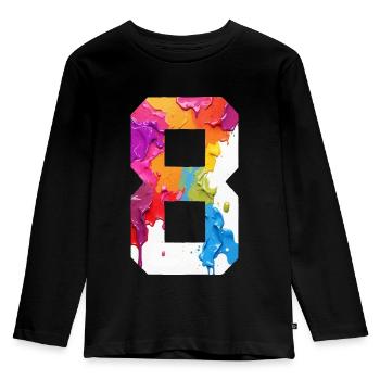 FARBIG NUMMER 8 BUNT 8. GEBURTSTAG - Kinder Premium Bio Langarmshirt - Schwarz - Vorne - AI Model Kid Male (0cm)