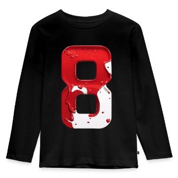 NR. 8 NUMMER 8 ROT WEIß 8. GEBURTSTAG - Kinder Premium Bio Langarmshirt - Schwarz - Vorne - AI Model Kid Male (0cm)