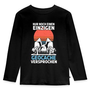 Geocaching - Nur noch einen Cache - Geocache - Kinder Premium Bio Langarmshirt - Schwarz - Vorne - AI Model Kid Male (0cm)