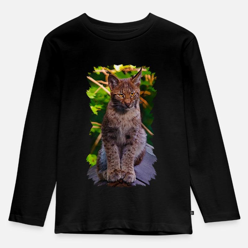 Luchs - Kinder Premium Bio Langarmshirt - Schwarz